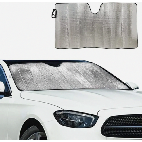 Foldable Car Windscreen Sun Shade, UV Protection Front Window Cover, Reflective 130 x 60 cm