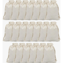 Lot de 20 petits sacs à cordon en coton, pochettes cadeaux réutilisables en lin pour bijoux, café, 13 x 18 cm