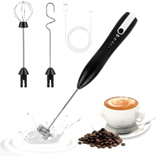 Elektrische melkschuimer met 3 gardekoppen, 3 instelbare snelheden, USB-oplaadbare, stille mixer voor koffie