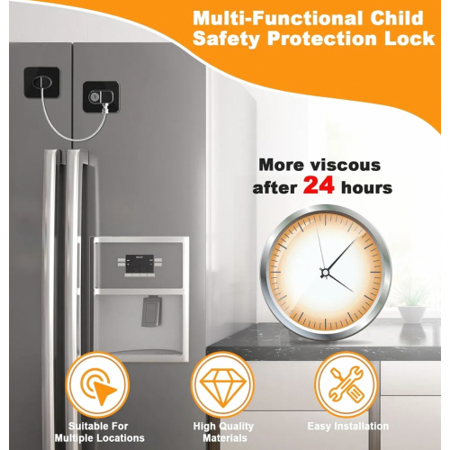4 Pack Child Safety Locks for Refrigerators, Windows, Doors, Drawers and Cabinets with 8 Keys 1