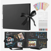 Album photo à faire soi-même avec 80 pages noires, grand livre de souvenirs pour coller des photos, cadeau de naissance, de Saint-Valentin o