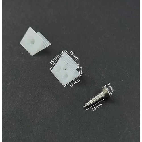 100 Pack Drawer Back Panel Connectors, Sagging Drawer Base Wedges, Cabinet Backing Clips with Screws, White 2