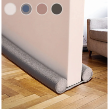 Door Draught Excluder 94cm, Double Seal Noise and Wind Blocker for Front and Interior Doors, Grey