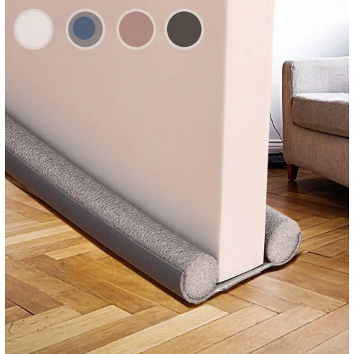 Door Draught Excluder 94cm, Double Seal Noise and Wind Blocker for Front and Interior Doors, Grey