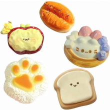 Confezione da 5 giocattoli antistress squishy, set kawaii in morbido silicone da spremere per bambini, ideali come regalini per feste.
