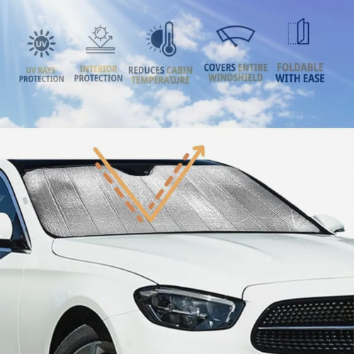 Foldable Car Windscreen Sun Shade, UV Protection Front Window Cover, Reflective 130 x 60 cm 1