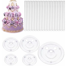 5-delige herbruikbare plastic taartonderzetters, ronde taartplateaus voor bruilofts- en verjaardagstaarten, 9 tot 26 cm