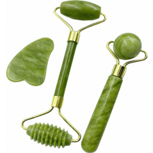 Jade Roller and Gua Sha Scraper Set, Natural Stone Facial Massager for Face, Eyes, Neck and Skincare