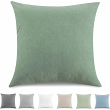 Set van 2 kussenhoezen 40 x 40 cm, 100% gewassen katoen, linnenlook, ademend, groene kussenslopen met ritssluiting