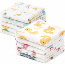 Lot de 10 gants de toilette pour bébé, serviettes douces en fibre de bambou avec boucle de suspension pour le bain, le visage et les mains