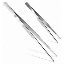 2 Piece Stainless Steel Kitchen Tweezers, 20 cm and 30 cm Cooking Tongs for Meat, Grilling and Frying