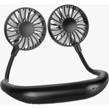 Ventilateur de cou portable, 2000 mAh, rechargeable par USB, silencieux, mains libres, pour une utilisation en extérieur, noir