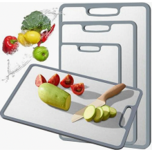 Tábua de corte de titânio com bordas de silicone antiderrapantes em ambos os lados, tábua de cozinha reversível, 29 x 20 cm