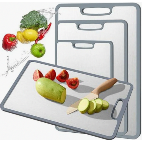 Titanium Cutting Board with Double-Sided Non-Slip Silicone Edges, Reversible Kitchen Board, 29 x 20 cm