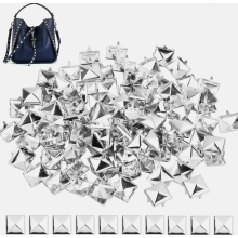 100 stuks 8 mm zilveren vierkante metalen studs, piramidevormige klinknagels voor leren tassen, riemen, jassen, handschoenen en doe-het-zelf