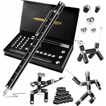 Stylo magnétique anti-stress, stylo à bille multifonctionnel à effet de gravité, jouet sensoriel noir pour bureau
