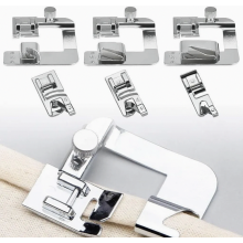 6 Piece Stainless Steel Hem Presser Feet for Sewing Machines, Silver Sewing Accessories for Neat Edge Finishing