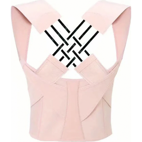 Adjustable Posture Corrector for Women and Men, Breathable Back and Shoulder Support, Pink, Size L