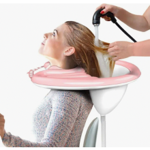 Portable Shampoo Bowl for Bed, Lightweight Hair Washing Basin for Elderly and Disabled Users, Pink