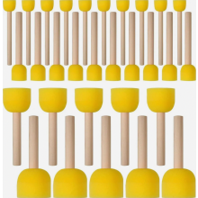Juego de 25 pinceles de espuma, 5 tamaños con mangos de madera para pintura, manualidades, cerámica y bricolaje.