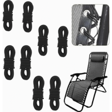 8 Pcs Elastic Bungee Cord for Sun Lounger, Black Replacement Laces for Zero Gravity Chair and Garden Recliner