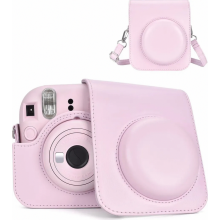 Sofortbildkamera-Hülle kompatibel mit Mini 12, Schutzhülle mit Fotofach, Rosa