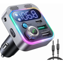 48W Bluetooth 5.3 FM-zender auto-adapter, compatibel met 12V en 24V auto's, USB-C PD-oplader