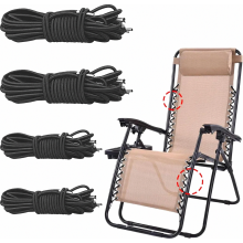 Elastische koorden voor ligstoel, 4-delige set zwarte vervangende elastische koorden voor Zero Gravity stoel, 2 x 2,2 m en 2 x 1,4 m