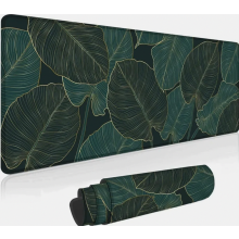 XXL Gaming Mouse Pad 800 x 300 mm Large Green Tropical Leaf Desk Mat with Non Slip Base for PC and Laptop