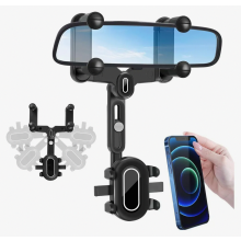 Telefoonhouder voor de achteruitkijkspiegel in de auto, 360 graden draaibaar en uitschuifbaar, universele houder voor alle smartphones.