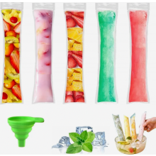 Wegwerp ijslollyzakjes met ritssluiting en trechter, doe-het-zelf ijslollyvormpjes voor yoghurt, fruit en smoothies, verpakking van 50 stuks