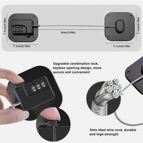 2 Pack Self Adhesive Fridge Lock with Combination Code, No Drill Child Safety Cabinet and Drawer Lock 1