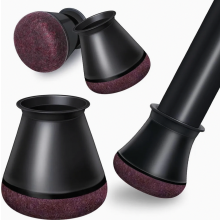 24 Pack Black Silicone Chair Leg Caps with Felt Pads, Anti Scratch Furniture Feet Protectors, 14-20 mm