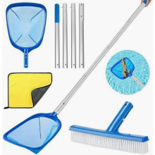 Pool Skimmer Net with 187 cm Telescopic Pole, Fine Mesh Leaf Net and Pool Brush Cleaning Set