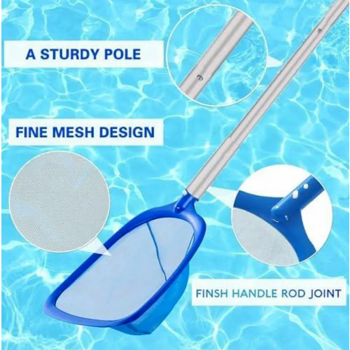Pool Skimmer Net with 187 cm Telescopic Pole, Fine Mesh Leaf Net and Pool Brush Cleaning Set 2