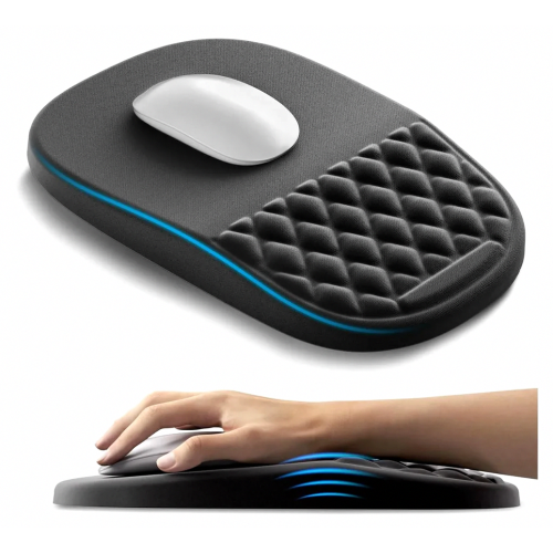 Ergonomic Gel Mouse Pad with Wrist Rest, Memory Foam Support, Massage Texture, Non Slip Base, Black