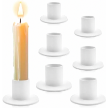 6 Pack White Taper Candle Holders, Retro Candlestick Holders for Dinner, Wedding and Home Decor
