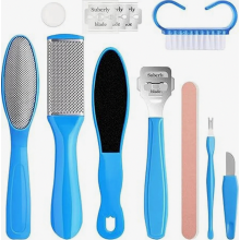 10 in 1 Professional Pedicure Foot Care Set, Mini Foot File Kit for Wet, Dry and Cracked Feet