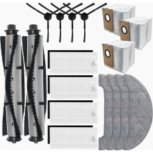 Kit de pièces de rechange pour aspirateur robot comprenant : 2 brosses principales, 4 brosses latérales, 4 filtres, 4 lingettes de nettoyag