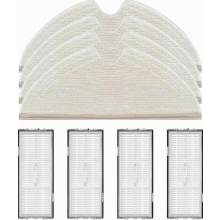 Ensemble d'accessoires de rechange pour aspirateur robot comprenant 4 filtres et 4 lingettes de nettoyage lavables, 8 pièces