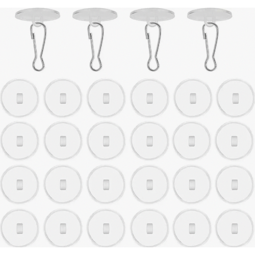 Kit com 30 ganchos de teto autoadesivos transparentes com presilhas para poste, sem necessidade de furar, para decoração de quarto, banheiro