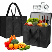 Set van 2 grote geïsoleerde koeltassen van 30 liter, opvouwbare picknicklunchtassen voor kantoor, werk en buitenactiviteiten.