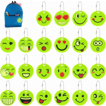 Kids Reflective Smiley Keychain Charms, Safety Reflector Pendants for Backpacks, Cycling and Walking