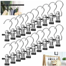 20 Pack Metal Boot Hanger Clips, Non Slip 360 Degree Rotating Hooks for Trousers, Scarves, Hats and Towels