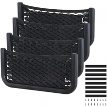 4 Pack 3 in 1 Car Storage Nets, 26 x 12 cm Self Adhesive Elastic Mesh Pockets for Boot, Caravan, Boat, Home