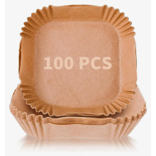 Papieren bakvormpjes voor de airfryer, 100 stuks, BPA-vrij, antiaanbaklaag, waterdicht en oliebestendig, wegwerpbaar, 20-24 cm