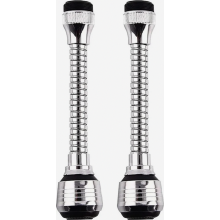 Set van 2 flexibele kraanverlengstukken, waterbesparende verlengstukken voor de beluchter van de gootsteen in keuken en badkamer.