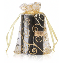 Verpakking van 100 gouden organza cadeauzakjes met trekkoord, 10 x 15 cm, sieradenzakjes voor huwelijksbedankjes.