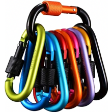 Paquete de 10 mosquetones de aluminio con cierre de rosca para llaves, camping, pesca, senderismo y viajes.