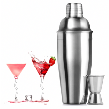 Ensemble shaker à cocktail en acier inoxydable de 750 ml (25 oz) avec filtre intégré et doseur de 30 ml (15 oz) pour bar à domicile